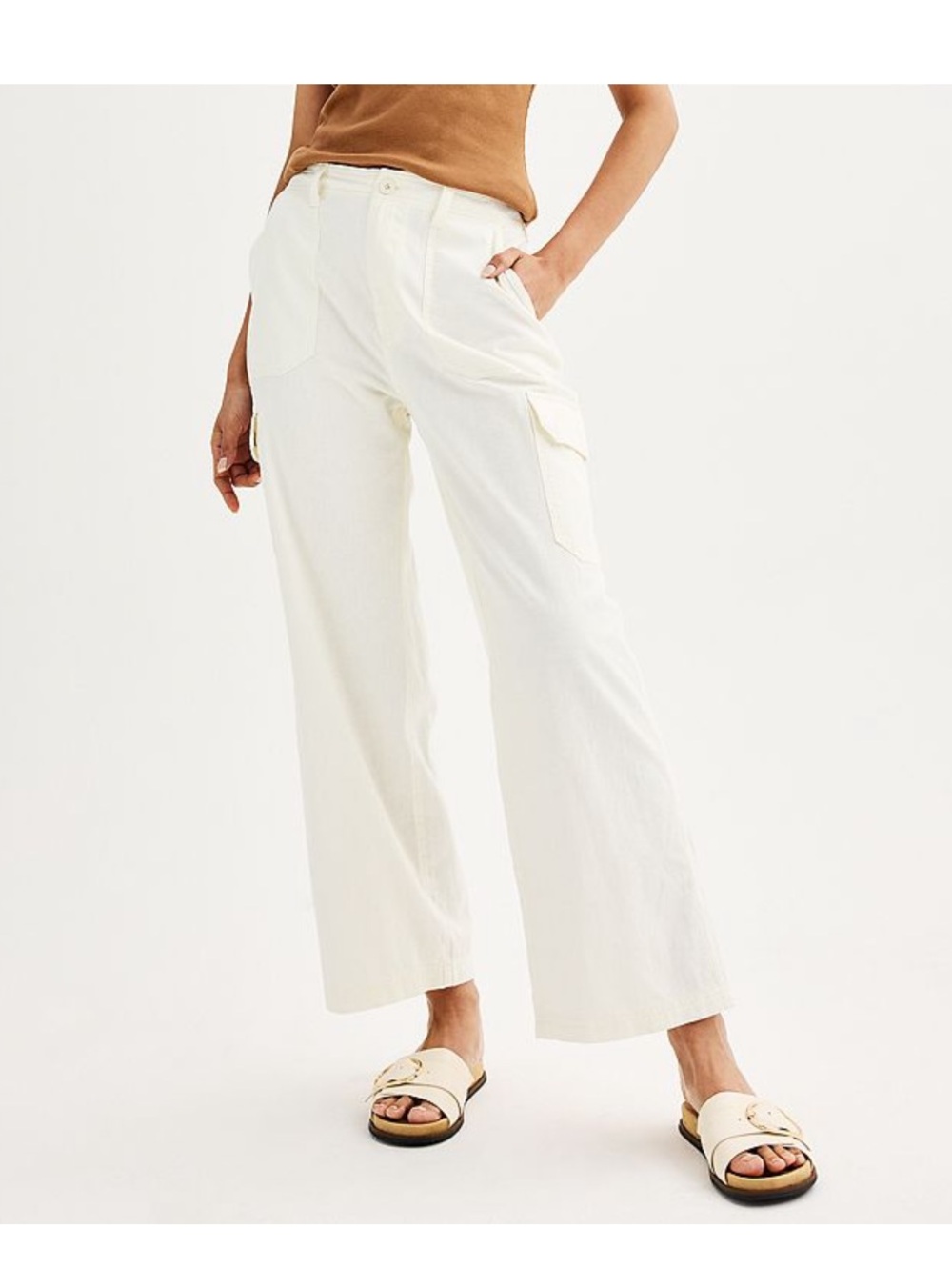 NWOT Sonoma Goods For Life® Linen Blend Cargo Pants Women’s SZ 18 in Ivory